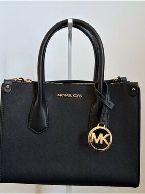 Michael Kors Black Saffiano Satchel with Gold Hardware